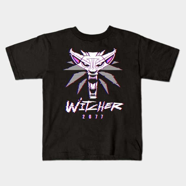 White Wolf 2077 Kids T-Shirt by Glassstaff